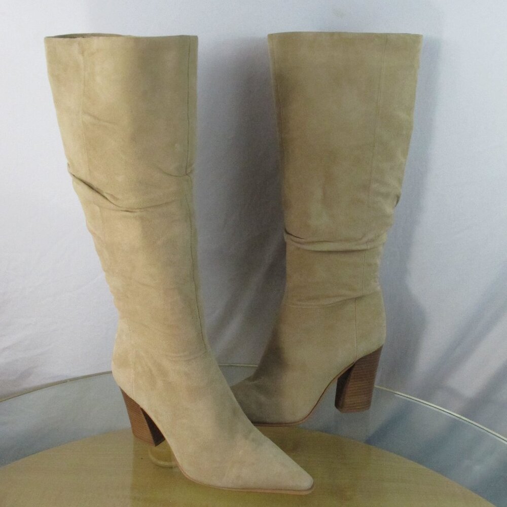 Vince Camuto Knee High Boots Tan Brown Slouch Leather Women's Size 10